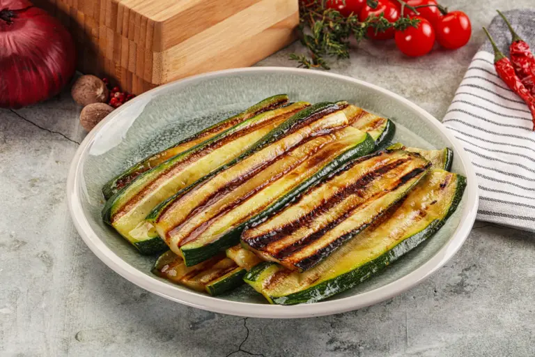 Grilled young zucchini with olive oil